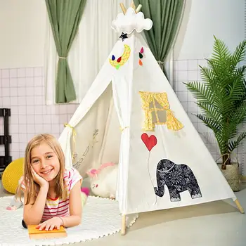 

Large Unbleached Cotton Canvas Original Teepee Kids Teepee With White Indian Play Tent House Children Tipi Tent