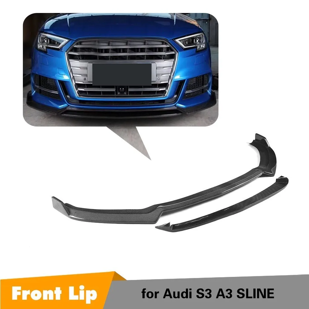 For 2017 Audi A3 and S3 Front Bumper Lip Spoiler Carbon Fiber Splitter