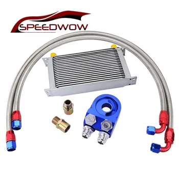 

SPEEDWOW 19Row AN10 Transmission Oil Cooler+Nylon Braided Oil Hose Line+Oil Adapter Filter Cooler Plate Kit Engine Accessories