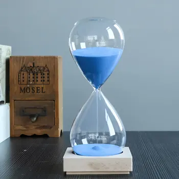 

60 Minute Hourglasses Wood Base Hourglass Crystal Glass 1 Hour Sandglass Color Quality Sand Lettering Crafts Creative Souvenirs