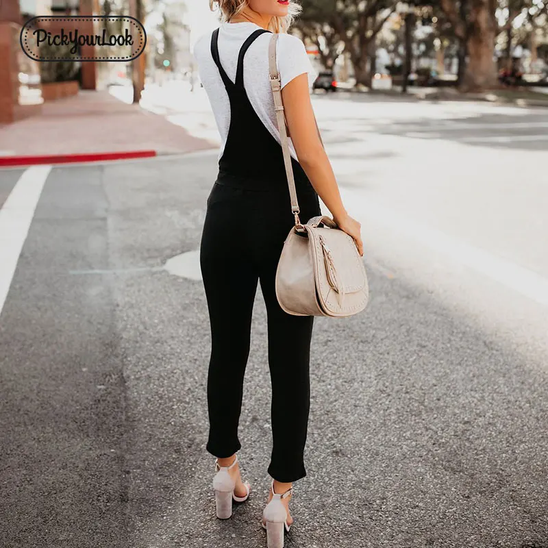 Pickyourlook Denim Overalls For Women Solid Black Fashion Belted Female Rompers Jumpsuit Streetwear Ladies Overalls Jeans Pickyourlook Denim Overalls For Women Solid Black Fashion Belted Female Rompers Jumpsuit Streetwear Ladies Overalls Jeans
