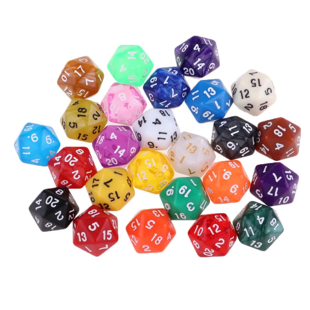 

25 Pcs Polyhedral D20 Dice For TRPG Game Dungeons And Dragons Random Color