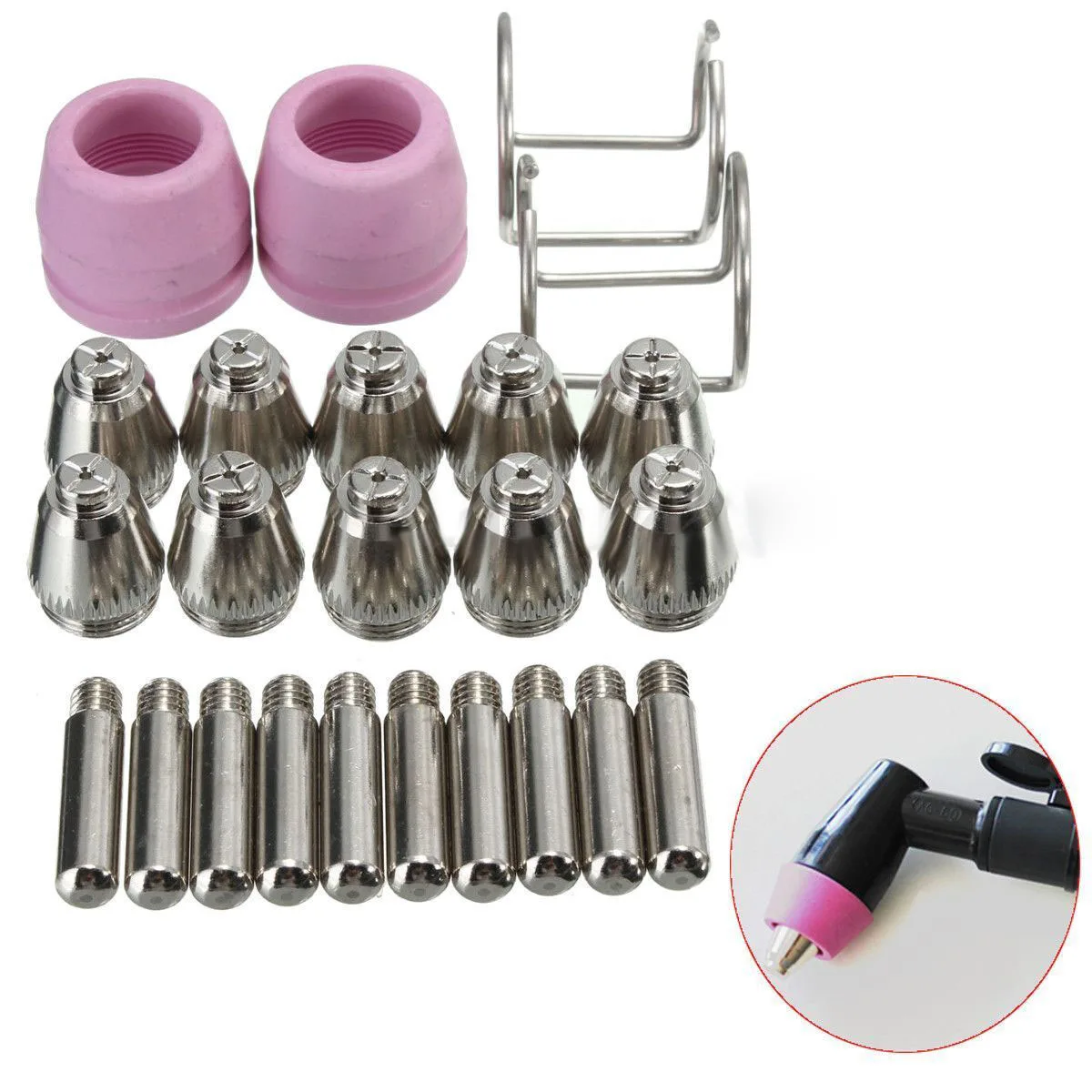OSSIEAO 24Pcs Plasma Cutting Torch Electrode Nozzles Consumables Kits AG-60 WSD-60P OSSIEAO 24Pcs Plasma Cutting Torch Electrode Nozzles Consumables Kits AG-60 WSD-60P
