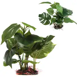 Искусственное Моделирование Monstera Deliciosa водные растения для аквариума Аквариум Ландшафтный декоративный декор из растений