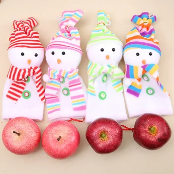 

10pcs Chrismas Snowman Apple Fruit Candy Bags Doll Gifts New Year Christmas Eve Snowman Doll Apple Bag 10*25cm