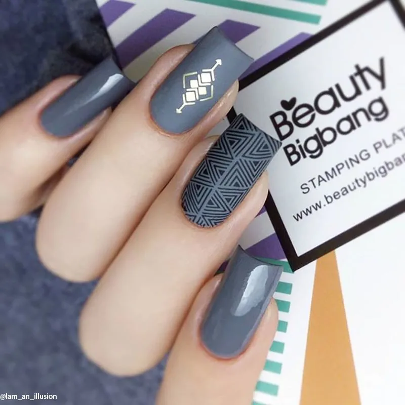 Штамповка для ногтей BeautyBigBang 6*12 см геометрический узор трафареты дизайна шаблон