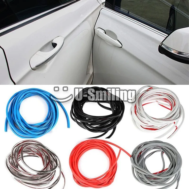 

5M Car Door Strips Rubber Edge Protective Strips Side Doors Moldings Adhesive Scratch Protector Vehicle For Cars Auto