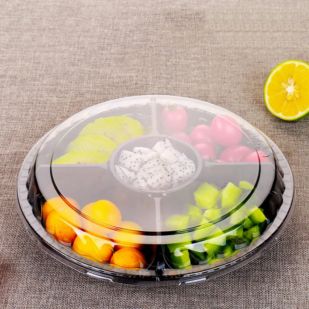 

10PCS 5 Compartment Fruits Salad Storage Disposable Containers Box With Lids For School Home Office Restaurant