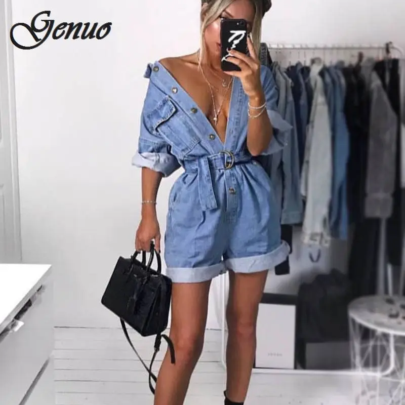 Women Summer Clothing Overalls High Waist Slim Jeans BF