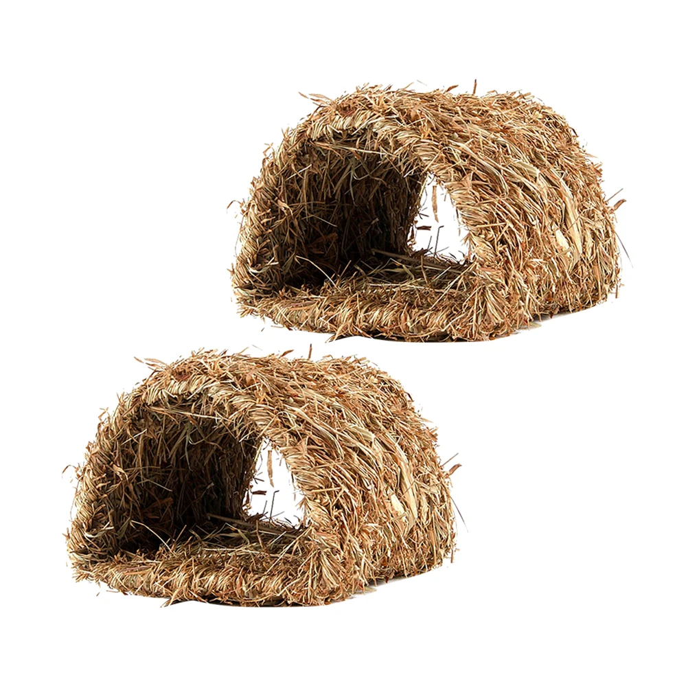 2 шт. трава трубы хижина гнездо натуральная солома тканые кровать клетка птица Кабби дом для кролик песчиль шиншилл хомяк