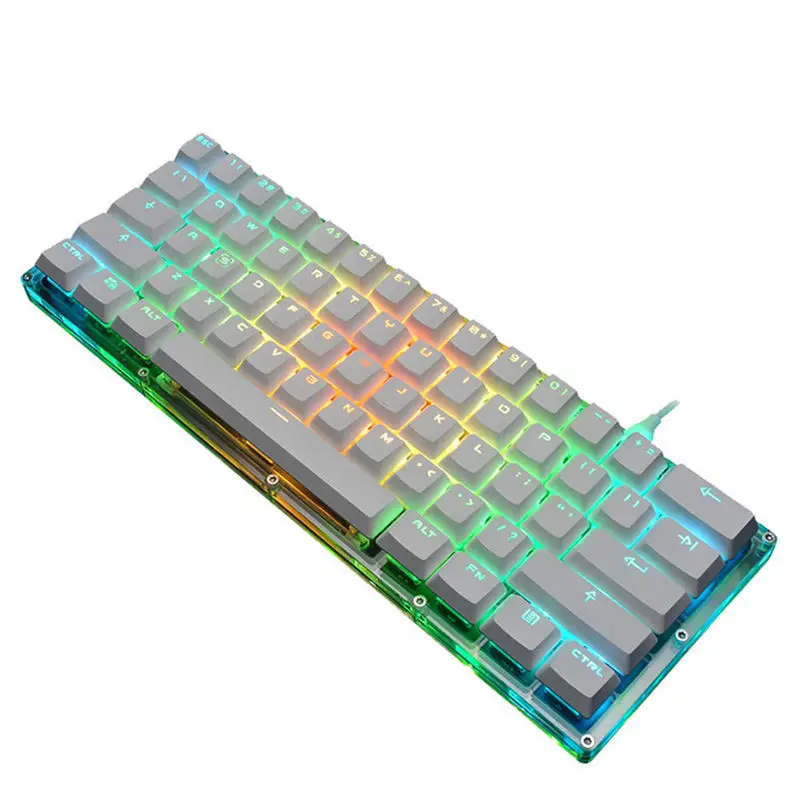 

Mechanical Gaming Keyboard With Rgb Led Backlit, Acrylic Base And 61-Key Anti-Ghosting Blue Switch For Pc And Laptop