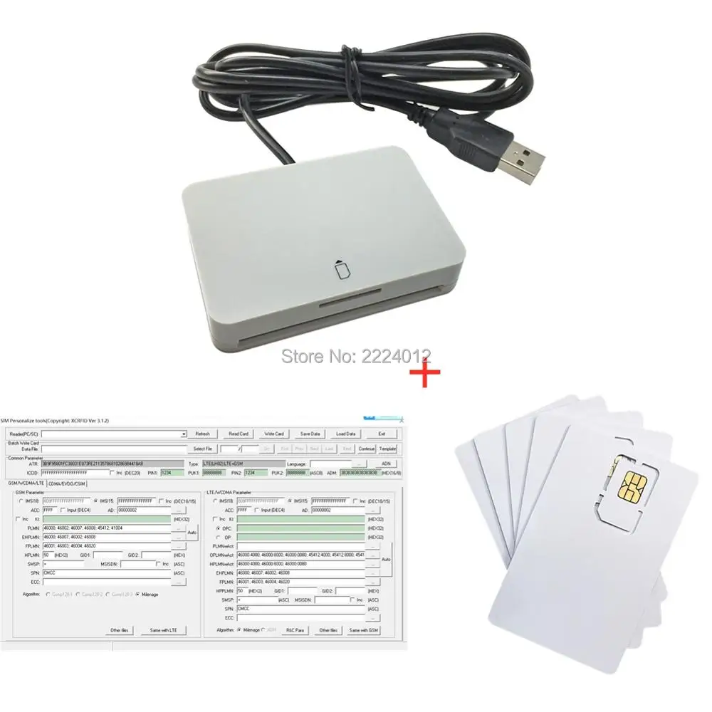 Считыватель SIM карт LTE ICCID IMSI программатор для записи 2FF 3FF 4FF 2G 3G 4G перезаписи + 5 шт.