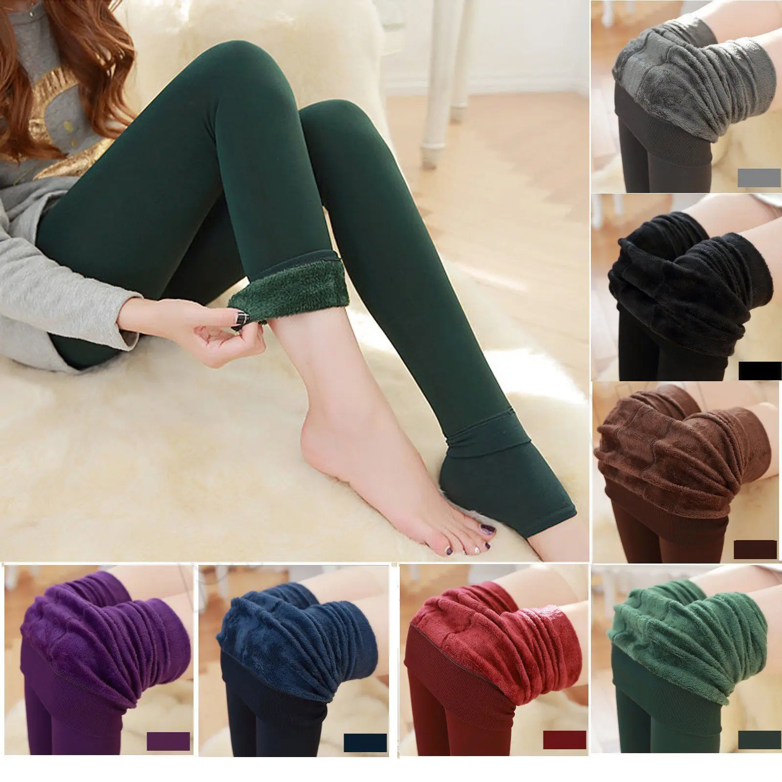 

Hot Sale Women Winter Thermal Warm Thick Fleece lined Skinny Slim Leggings Stretch Pants