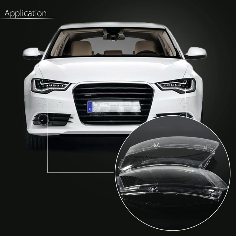 

Autoleader 1 Pair Car Auto Headlight Lenses Lampcover Lampshade Waterproof Shell Headlight Cover For Audi A6 C6 Car Lamp Shade