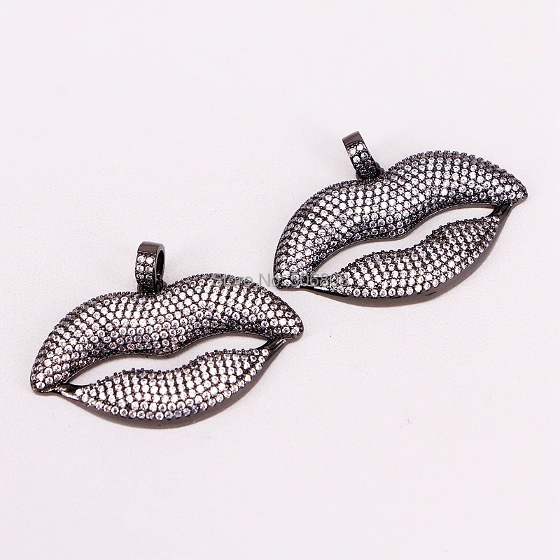 

4PCS New Fashion CZ Micro Pave Big Lips Pendant Cubic Zirconia Necklace Pendant Women Jewelry