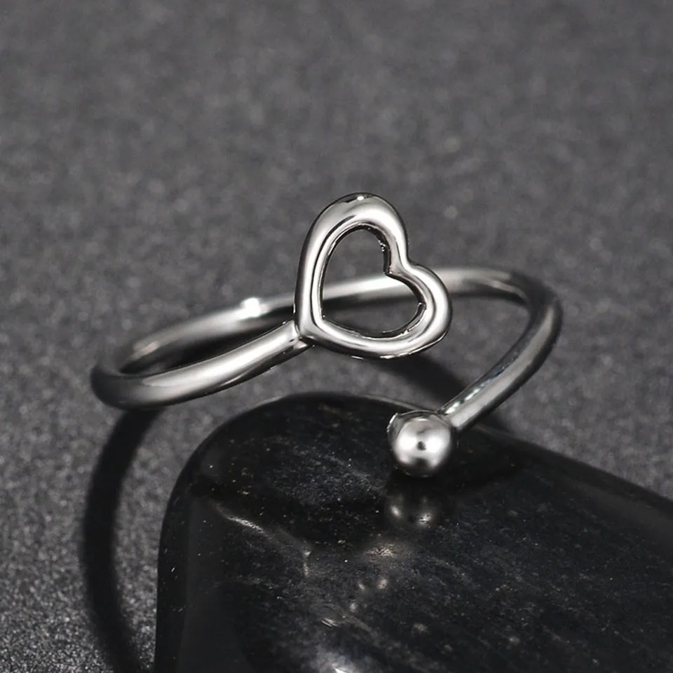 

New Unisex Vintage Rings Adjustable For Wedding Party Hallow Heart Design Ring For Lover Real Copper Quality Rings Jewelry