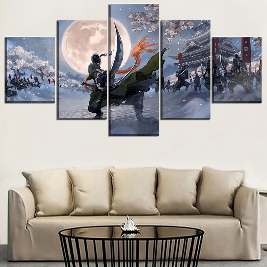 

Animation Poster Canvas HD Printed Painting Home Decor Framework 5 Piece One Piece Roronoa Zoro Wall Art Picture For Living Room