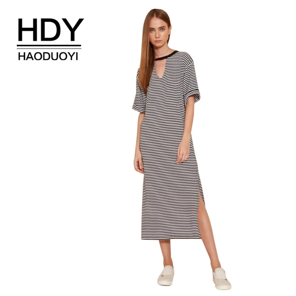 HDY Haoduoyi/однотонные женские платья простое популярное черно белое Полосатое