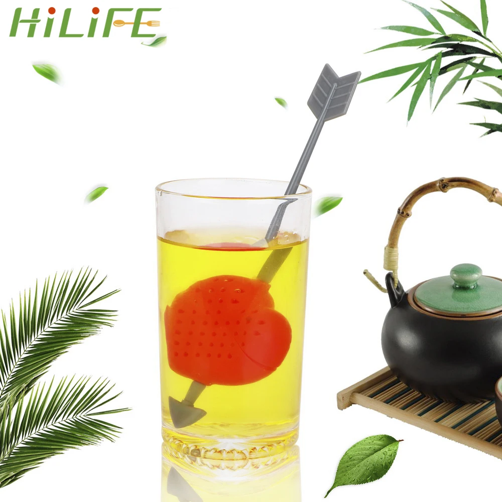 

HILIFE Herbal Filter Diffuser Teaware Kitchen Supplies Empty Tea Bags Arrow Through Heart Shape Tea Infuser Tea Strainer