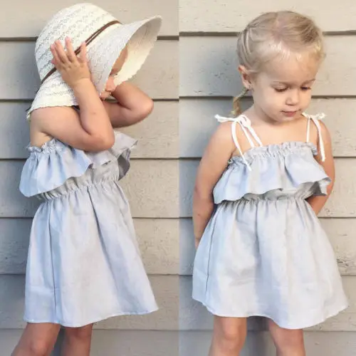 

Cute Kids Baby Flower Girls Party Princess Dresses White Full Dresses Sleeveless Dress