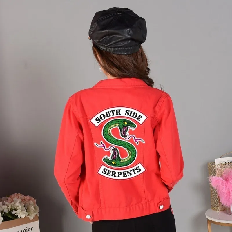 Riverdale Jeans Denim Jacket South Side Serpents Streetwear Tops Spring Jean Women Jacket Harajuku Hip Hop Denim Clothing Female Riverdale Jeans Denim Jacket South Side Serpents Streetwear Tops Spring Jean Women Jacket Harajuku Hip Hop Denim Clothing Female