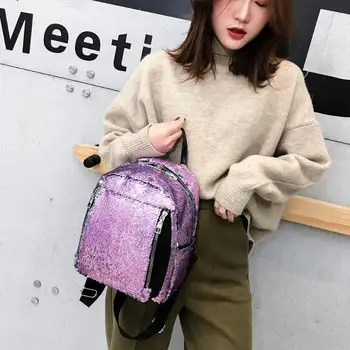 

New Casual Women Sequins Backpacks Female Ladies Shining Bling Minibag Teenage Girls Travel School Bags Bling Shoulder Bags Gift