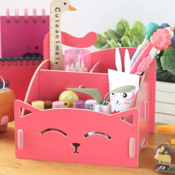 

Stationery Cat Stationery Student Supply Table Bin w41 Cosmetic School Creative Table w48 Organizer Storage Case Wooden