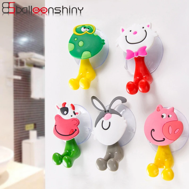 

BalleenShiny Cartoon Animal Sucker Storage Hook Wall-mounted Toothbrush Strong Chuck Hanger Toothpaste Rack Decorative Hook Tool
