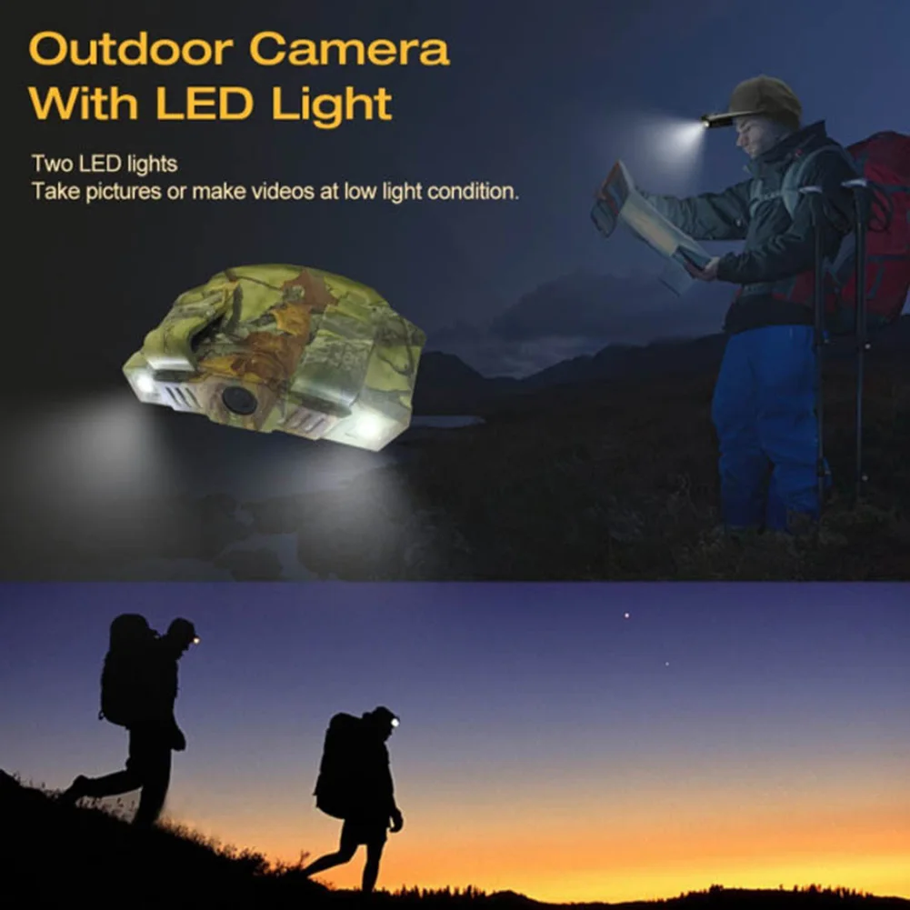 

Hiking Hat Clip-on Camera HD 1080P Recordings Sports Camera Waterproof with 2 LED Emergency Lights Camera For Camping Equipment