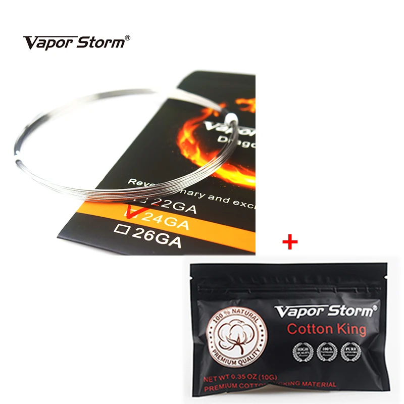 

15 Feet Vapor Storm Dragon Wires 22G 24G 26G + Organic Cotton 10 Strips Bag Rainbow Anti Carbon RDA Heating Wires Accessories