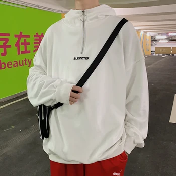 

2019 Spring Trend Korean Version Of The Campus Wind Loose Small Fresh Solid Color Simple Men's Hooded Casual Pullover Sports
