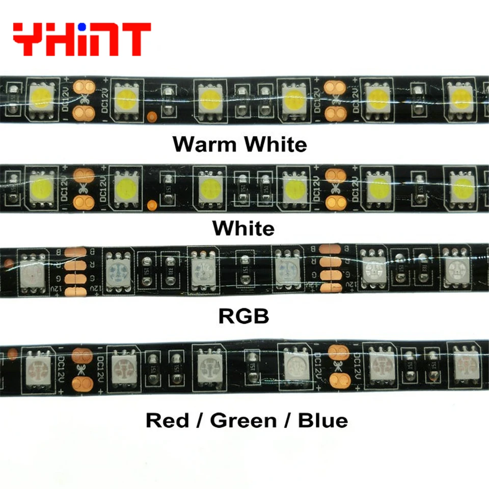 DC12v СВЕТОДИОДНАЯ лента SMD 5050 RGB белая гибкая светодиодная Черная печатная плата IP20