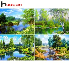 Huacan, пейзаж алмазная вышивка дерево, алмазная живопись вышивка крестом полный квадратный кристалл мозаика продажи Рукоделие Ремесло Подарок DIY