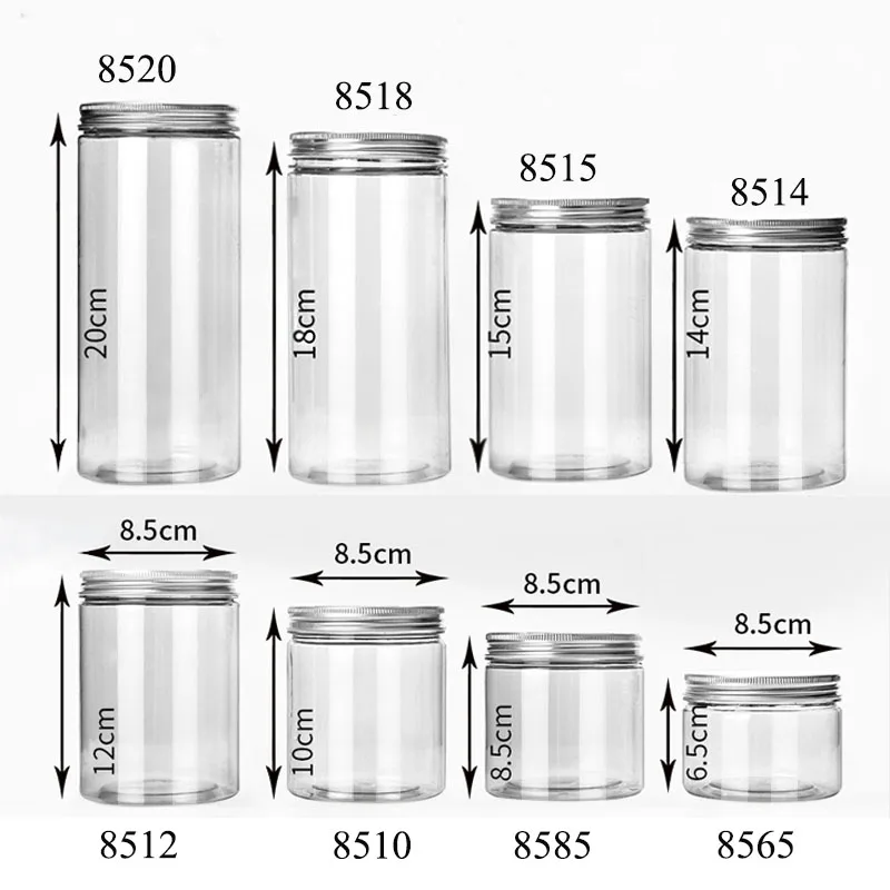 

20pcs/lot Plastic Jar Plastic Storage Bottle For Food Candy Cookie Plastic Tube PET Bottle Aluminum Lids