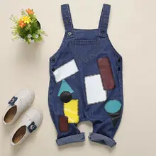 Повседневный Комбинезон для маленьких мальчиков и девочек, штаны От 0 до 5 лет, джинсовый комбинезон, джинсовый комбинезон
