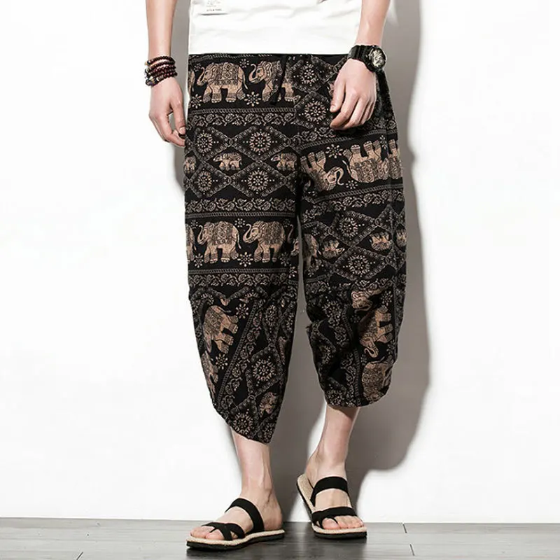 4573 летние винтажные хлопчатобумажные шорты с цветочным принтом мужские большие размеры 5XL свободные Ретро льняные пляжные шорты Японская уличная одежда