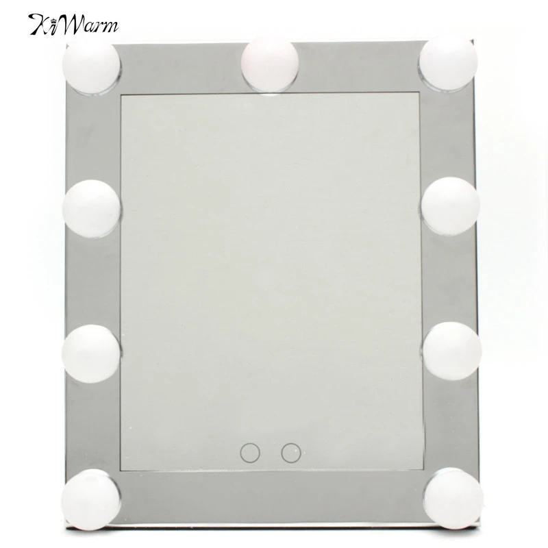 

Kiwarm New Fashion Silver LED Bulb Vanity Lighted Hollywood Makeup Mirror with Dimmer Stage Beauty Touch