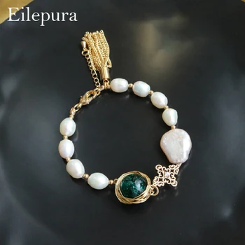 

Eilepura Natural Fresh Water Baroque Pearl Glaze Adjustable Bracelet For Women Bride Wedding Party Gift Fine Jewellery B-A002