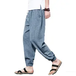 4580 Весна Хлопок Льняные шаровары мужские штаны для бега повседневные винтажные свободные брюки мужские Традиционный китайский стиль
