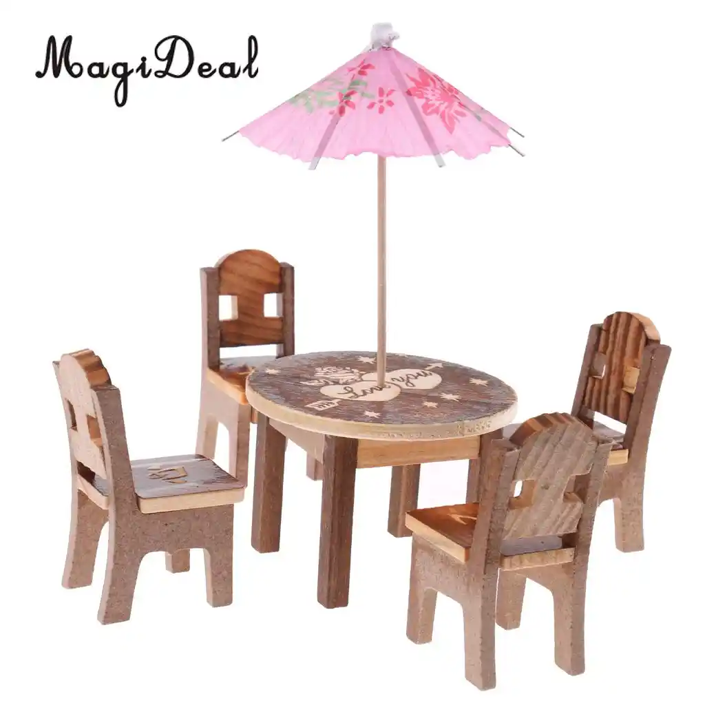 Set Of 6pcs Wooden Mini Table Chair Toys Kids Children Pretend Set Of 6pcs Wooden Mini Table Chair