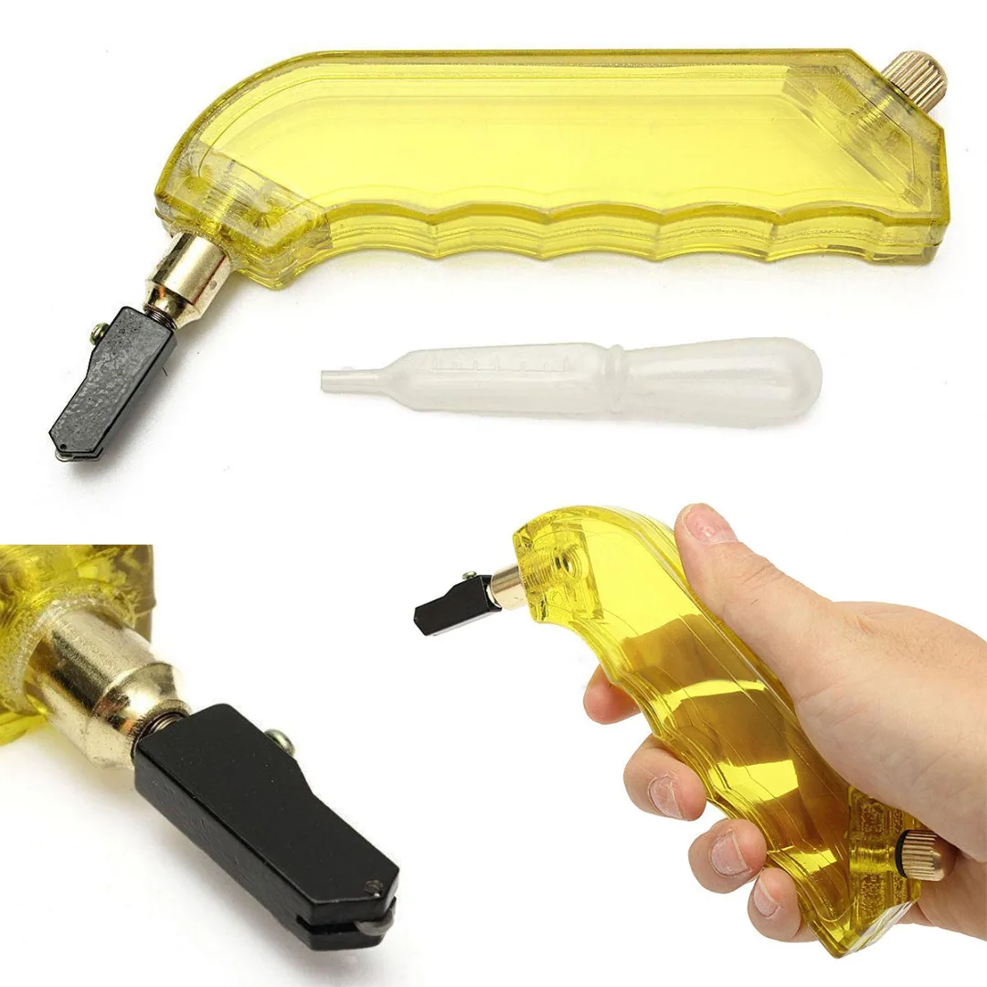 1pcs Newest Pistol Grip Stained Oil Glass Cutter Tungsten Carbide With Dropper Tool 2