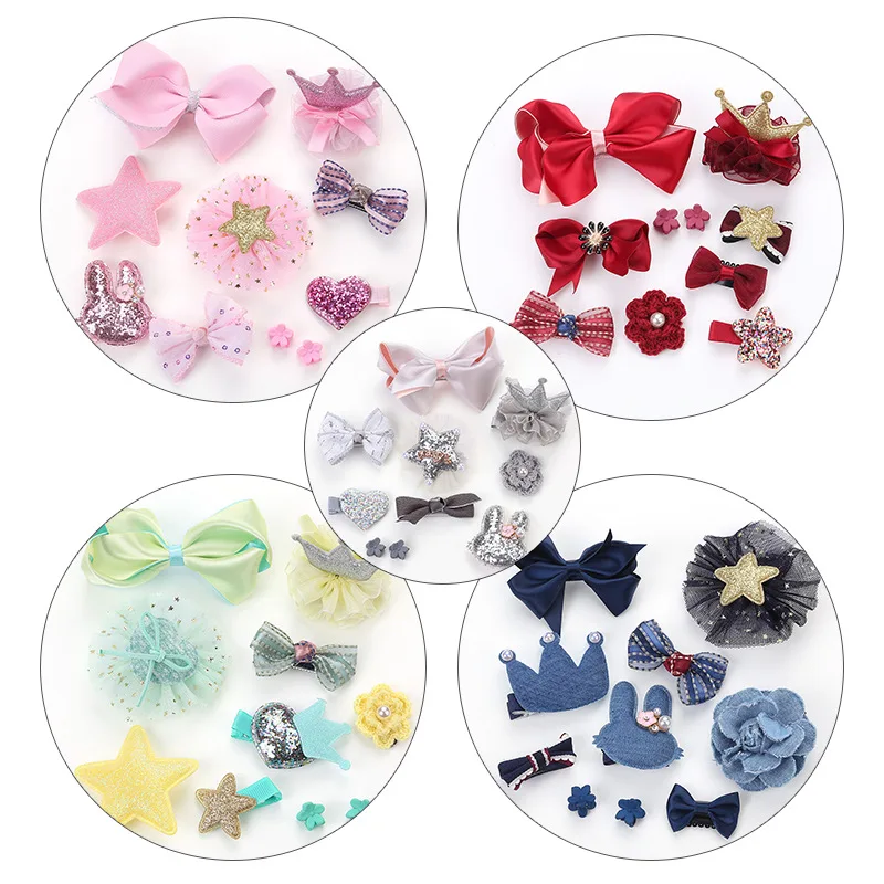 Baby Girl Hair Accessories Princess Birthday Party Gift Set Bows Clips Side Clip Full Headwear Hairpin |