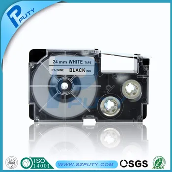 

PUTY 5PCS 24mm Black on White PT-24WE / XR-24WE Printer Ribbon Cassette Tape for Label Typewriter PT-24WE