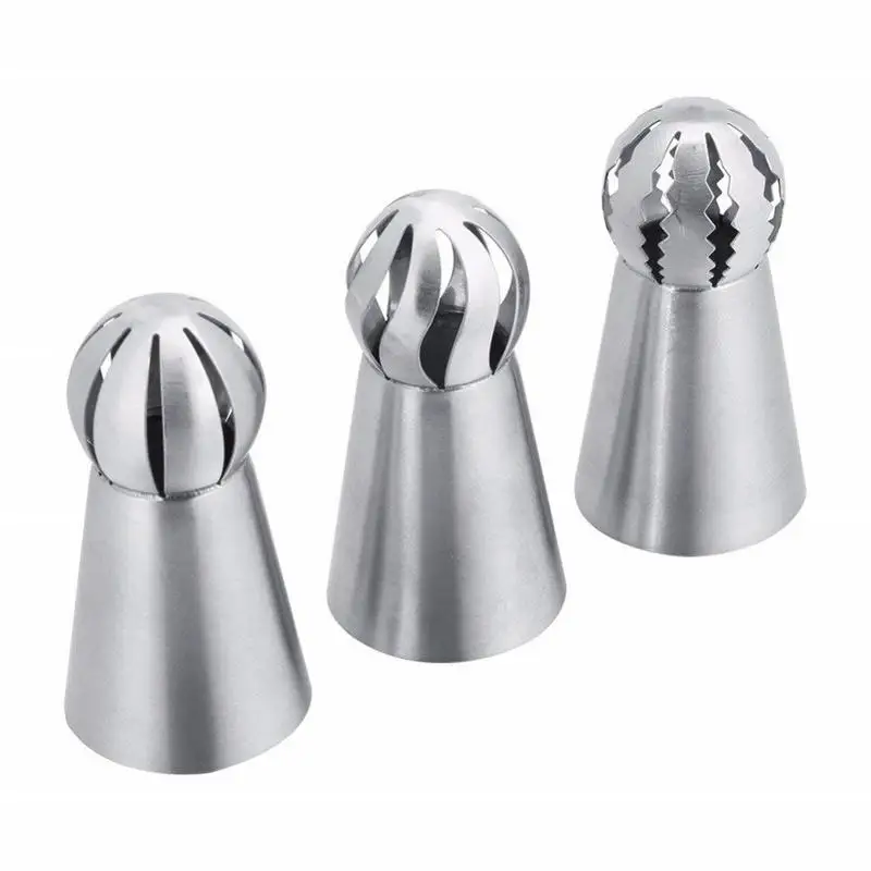 

Cake Piping Tips Decorating Mouth Set 4 Piece Set Spherical Stainless Steel Plastic Baking Nozzle Tool DIY Decoration Nozzle Bag