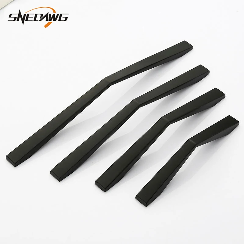 Furniture Handle Zinc Alloy Kitchen Cabinet Furniture Door Handles 96/128/160mm Hole Pitch Furniture Handles Wardrobe Door Pulls