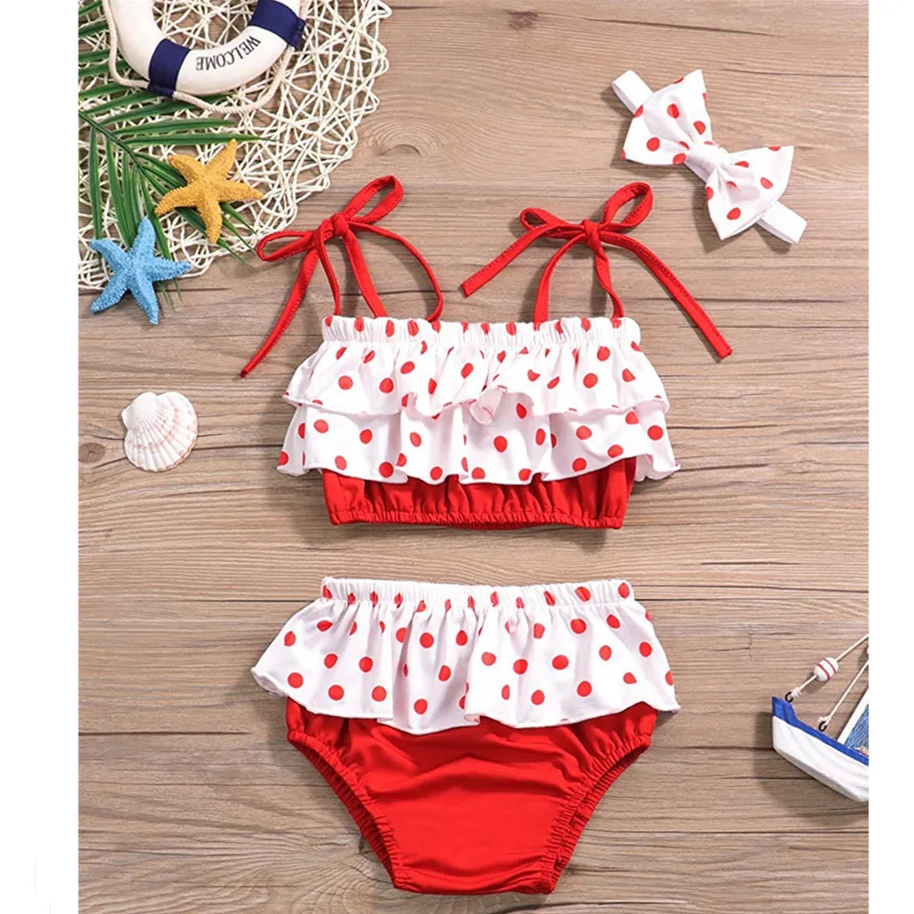 

Summer New Split Swimsuit Baby Girl Beach Holiday Sling Swimsuit + Pants + Headband 3Pcs Fashion Explosion Models