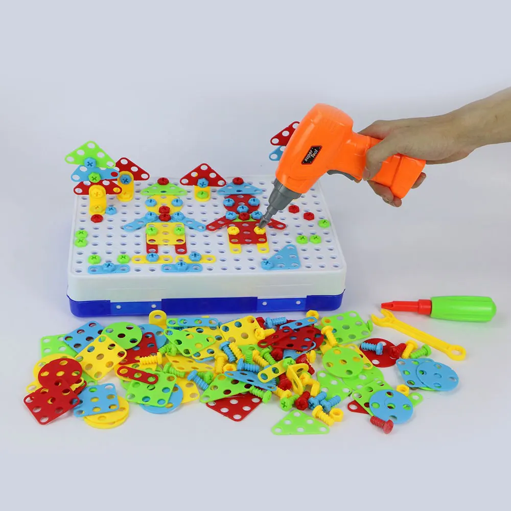 

240pcs/set Drill Screw Puzzle Building Blocks Family Education Change Primary Building Puzzle Safety Plastic