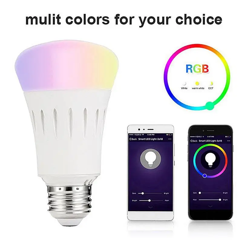 Беспроводная умная лампочка с Wi Fi E27/E26/E14/B22 7 Вт RGB + W голосовым управлением