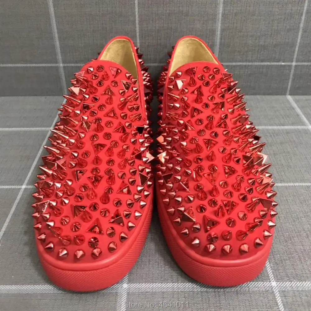 Cl andgz/красные замшевые мужские кроссовки с красной подошвой и низким вырезом; повседневные лоферы на плоской подошве с заклепками