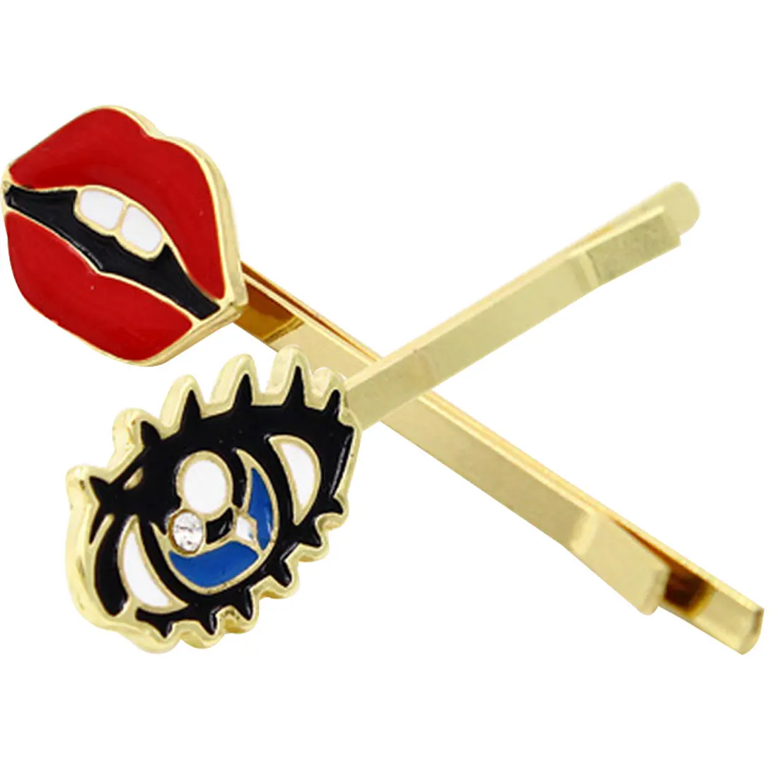 

Red Lip & Charming Eye Fashion Golden Hair Pins and Clips Hair Jewelry Punk Hair Clip Accessories for Women girls
